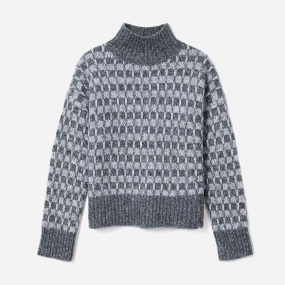 Everlane The Cloud Checkered Turtleneck- NWOT